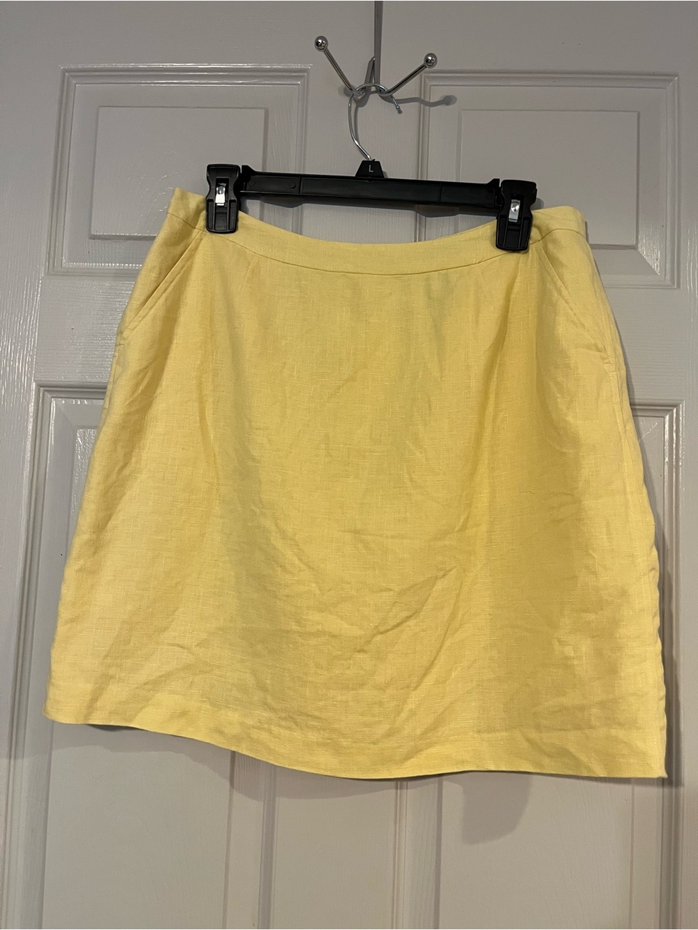 #28 J.G. Hook Women’s Bright Light Yellow Skirt — Lightweight Linen Size 12